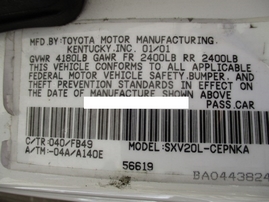 2001 TOYOTA CAMRY LE WHITE 2.2L AT  Z16371